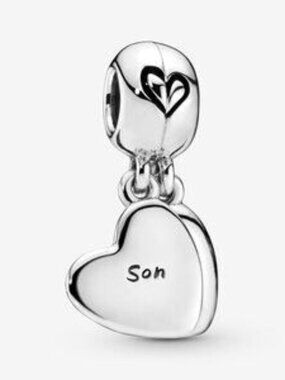 Mother & Son Heart Split Dangle Charm